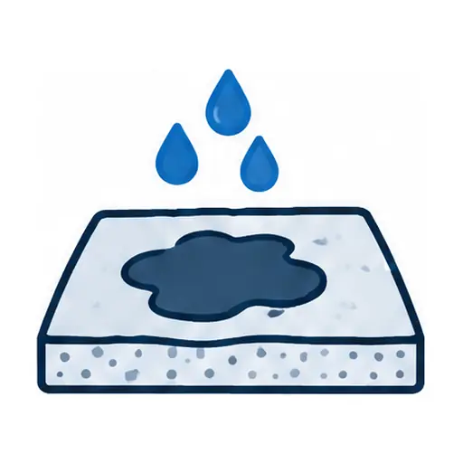 Schematic: Heavy oil stains or a slab that tests damp